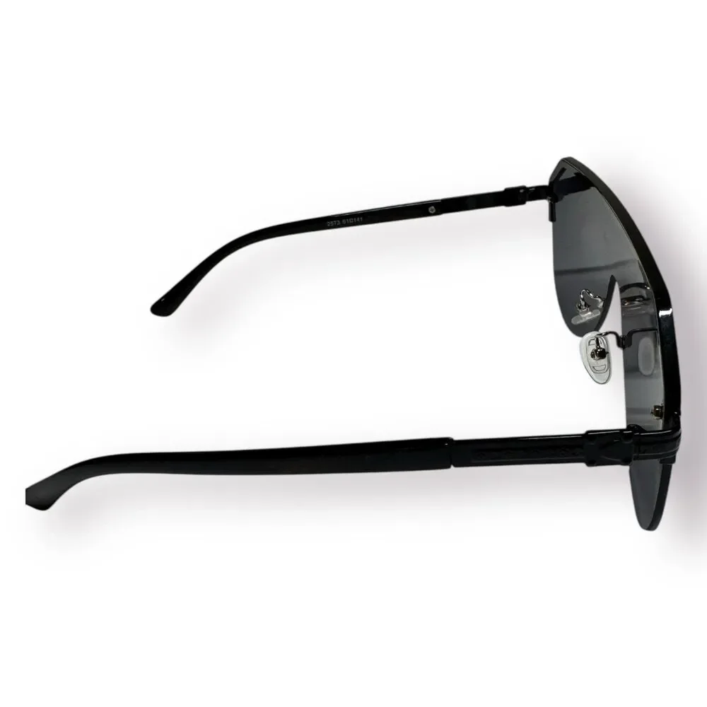 Shield Style Black Aviator Sunglasses‎ Sleek Shades Unisex 61-143mm
